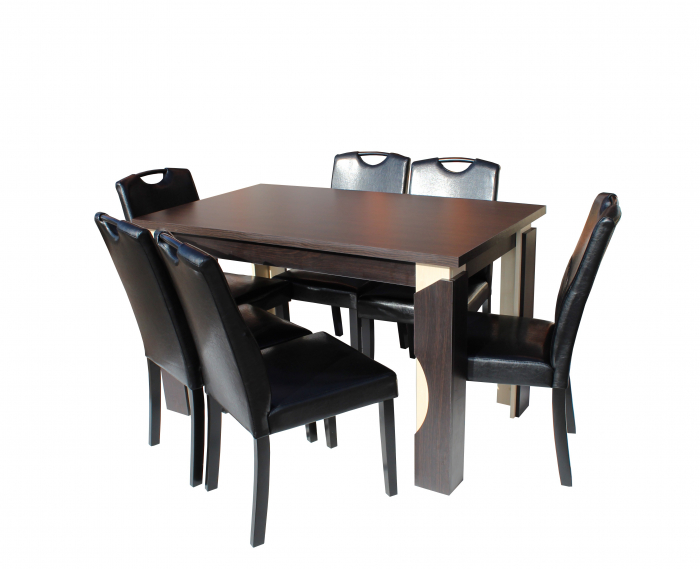 Set Masa Mario Cu 6 Scaune Tapitate RH6002C Negru [2]