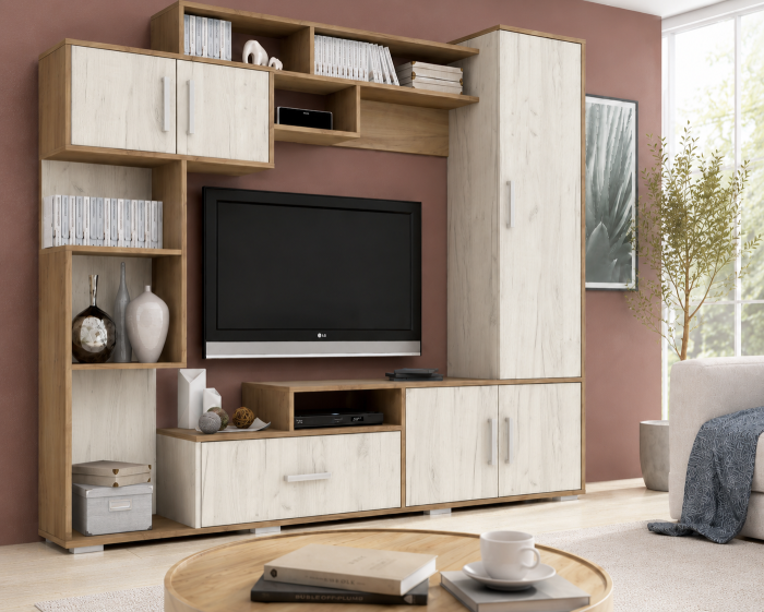 Set Mobila Living Pekin RO Stejar K003 K001 210x40x179 cm [3]