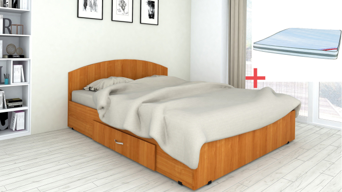 Set pat mijloc 140 + Saltea Bonnell Spuma, Cires [3]