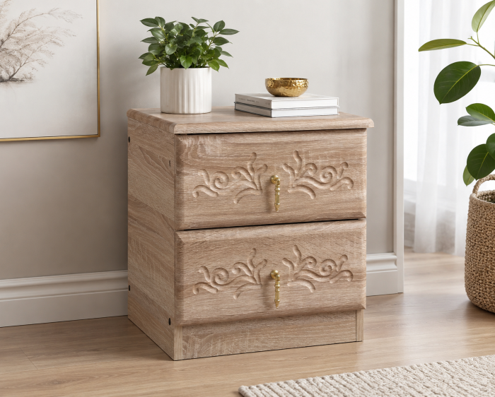 Set Pat Mijloc 160 cu doua noptiere Mdf Sonoma [2]