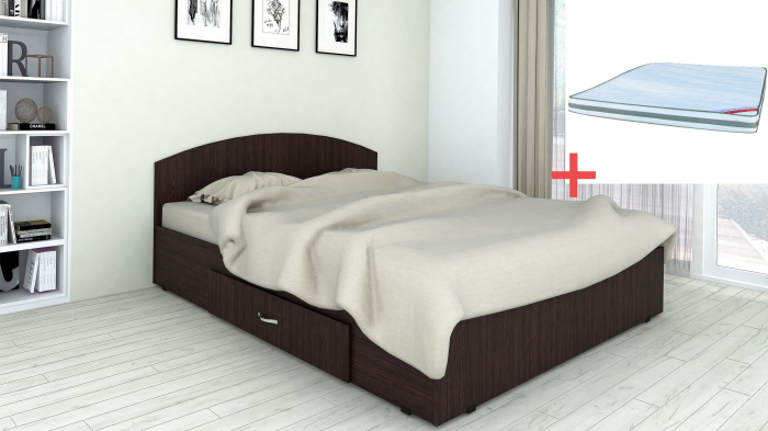 Set pat mijloc 160 + Saltea Bonnell cu Arcuri, Wenge [2]