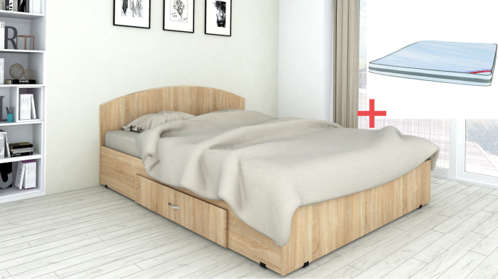 Set pat mijloc 160 + Saltea Bonnell Spuma, Sonoma [2]