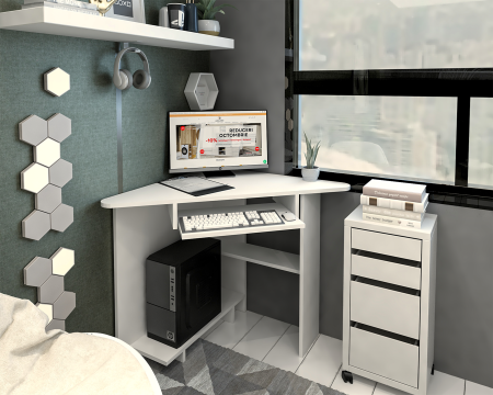 Birou pe Colt SU15 Ro, 76x76x75 cm, Alb [2]