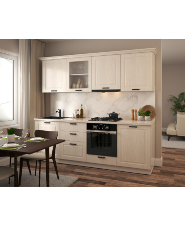 Mobila bucatarie - Bucatarie ATHENA 2.44 MDF, 244x223x60cm, lemn alb