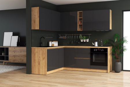 Bucatarie colt Chelsea V1, Gri antracit [1]