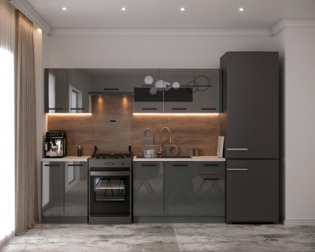 Mobila bucatarie - Bucatarie Daria, 240x60x200cm, Antracit