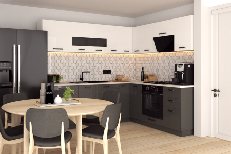 Bucatarie Daria colt V2, Alb+Antracit [1]