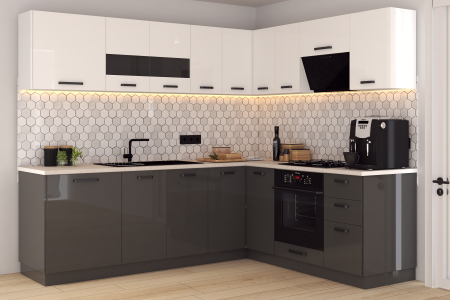 Bucatarii - Bucatarie Daria colt V2, Alb+Antracit