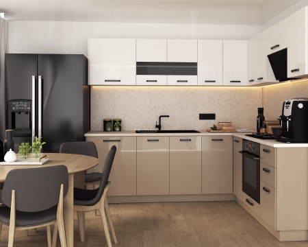 Bucatarie Daria colt V2, Alb+Cappuccino [1]