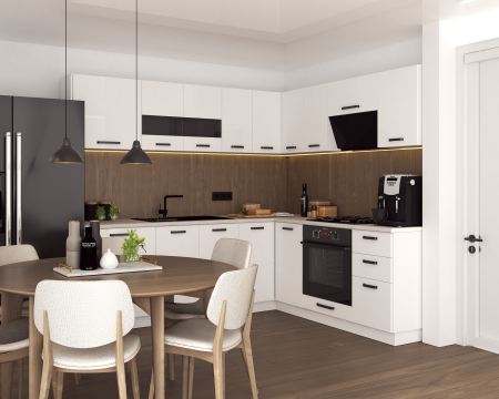 Bucatarie Daria colt V2, Alb lucios [2]