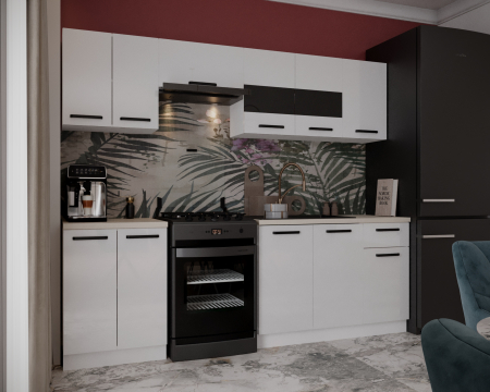 Bucatarie Daria MDF, V1 260x60x200cm, Alb [2]