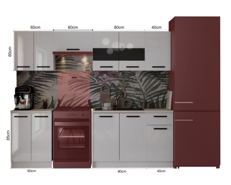 Bucatarie Daria MDF, V1 260x60x200cm, Alb [5]