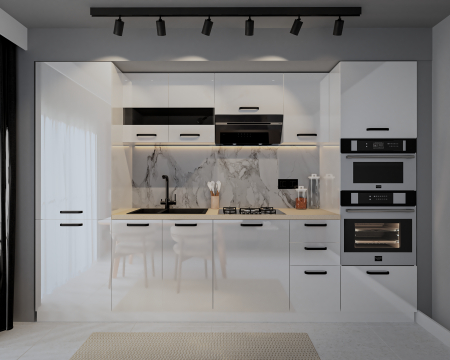 Bucatarie Daria, MDF Alb Lucios, 300x60x200cm [3]