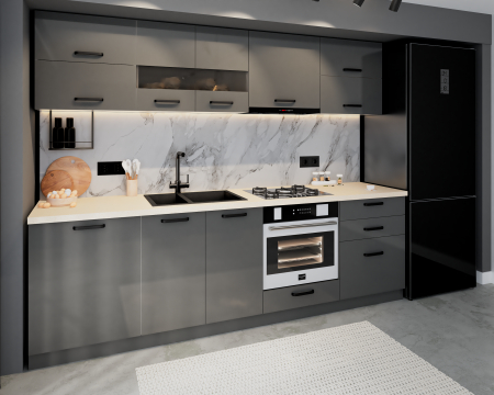 Bucatarie Daria MDF, V1 260x60x200cm,  Antracit [3]