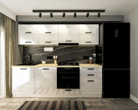 Mobila bucatarie - Bucatarie Daria V2, 240x60x200cm, Alb