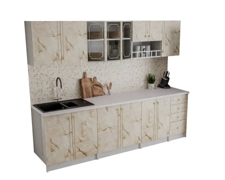Bucatarie Karina, 260 x 32 / 60 x 200 cm, Marmura [4]