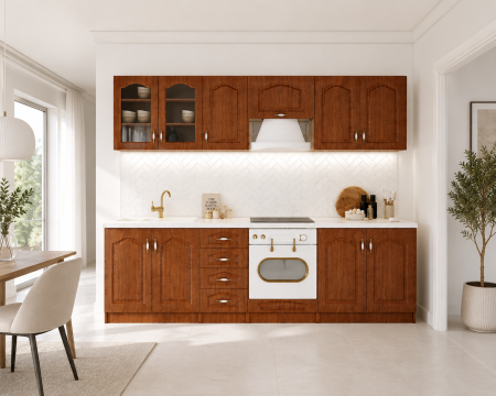 Bucatarii - Bucatarie Olea RO cu blat intreg MDF Calvados 2.6 m