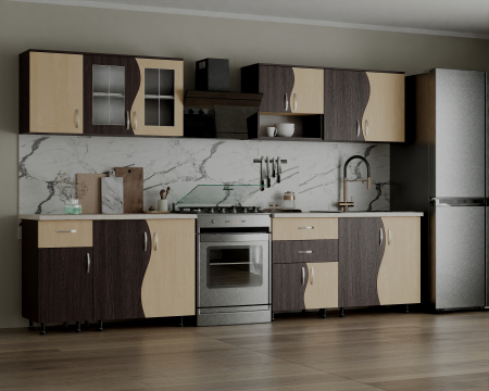Mobila bucatarie - Bucatarie Paula S Wenge + Mesteacan