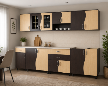 Bucatarii - mobila bucatarie 260 cm wenge