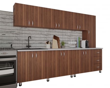Bucatarie Yustina nuc, 280x43x189cm [5]