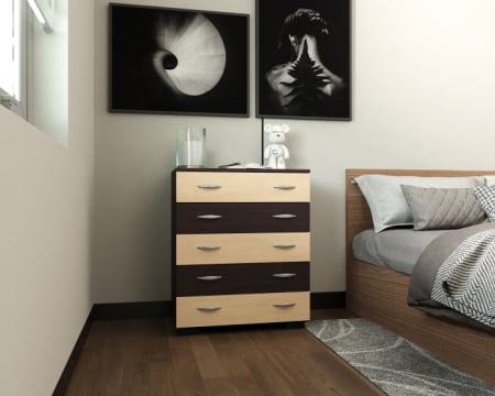 Comoda Alin 5 Sertare Wenge + Mesteacan [2]