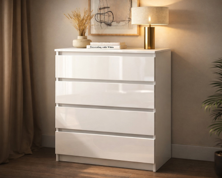 Comode - Comoda Aria 4 Sertare Alb 70x40x96 cm