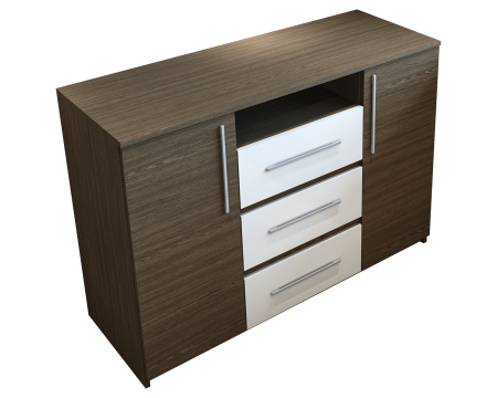 Comoda Maya, 120x45x86 cm, Wenge/Acril Alb [4]