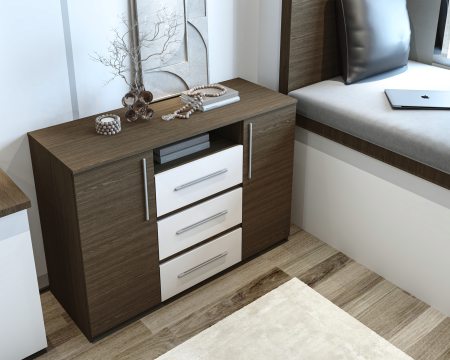 Comoda Maya, 120x45x86 cm, Wenge/Acril Alb [3]