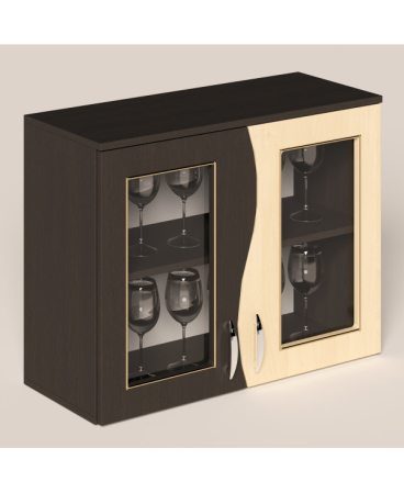 Mobila living - Corp superior CIP S , 80 geam, wenge / mesteacan