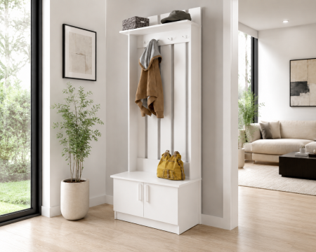 Mic mobilier - Cuier hol Yana Alb Nimfa 80x37x200 cm