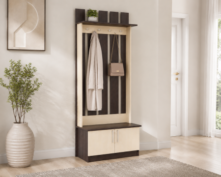 Mic mobilier - Cuier hol Yana Wenge cu Mesteacăn 80x37x200 cm