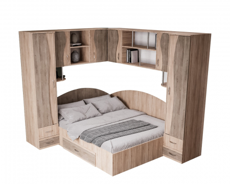 Dormitor Tineret Colt S, Sonoma-Trufe 187x51/247x200 cm [4]