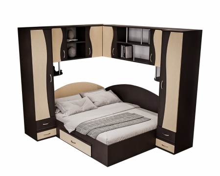 Dormitor Tineret Colt S, Wenge+Mesteacan 187x51/247x200 cm [6]