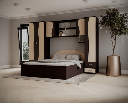 Dormitor Tineret cu D2 Wenge+Mesteacan [1]