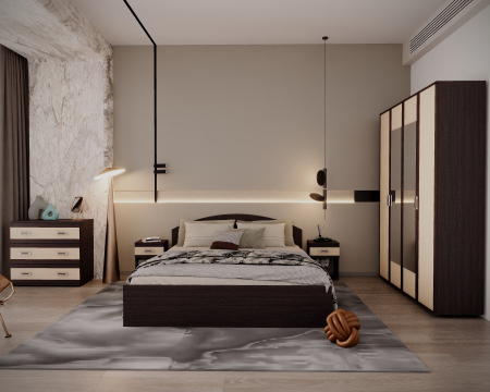 Dormitor complet - Dormitor Valy Wenge+Mesteacan