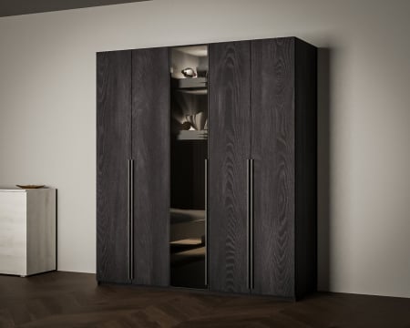 Mobila dormitor - DRESSING DALLAS NEGRU 180x60x200cm, LED