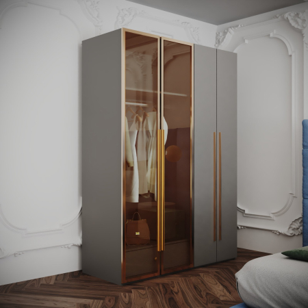 Dulapuri dormitor - Dressing gri+auriu Montreal 160x55x200cm
