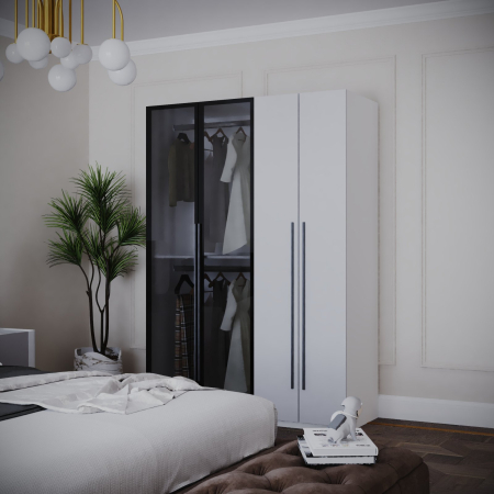 Mobila dormitor - DRESSING MONTREAL MDF CULOARE ALB+GRI 140x200x55