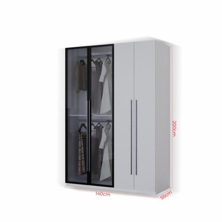 DRESSING MONTREAL MDF CULOARE ALB+GRI 140x200x55 [6]