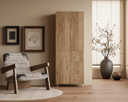 Mobila living - Dulap 3U/3S Stejar K003 70x35x180 cm