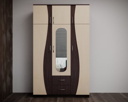 Mobila living - Dulap 3U "S" FS, 120x50x198cm wenge+mesteacan