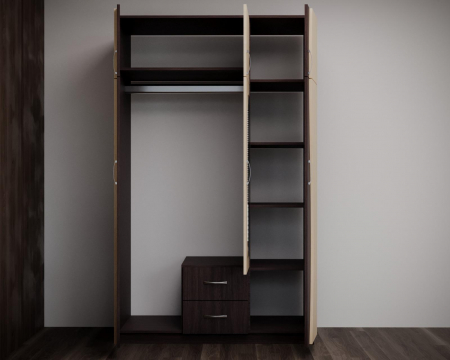 Dulap 3U "S" FS, 120x50x198cm wenge+mesteacan [4]