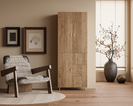 Dulapuri living - Dulap 3Usi -3S ,70x35x180 cm, Stejar K003