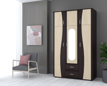 Dulapuri living - Dulap 3Usi "S", 120x50x198 cm Wenge+Mesteacan