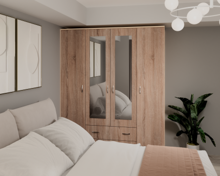 Mobila living - Dulap Garmonia 4U, 160x50x200 cm, Sonoma/Trufe