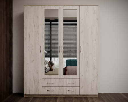 Mobila living - dulap dormitor cu oglinzi garmonia stejar