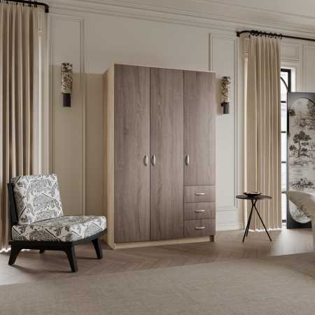 Mobila living - Dulap Ionut, 120x50x200 cm, Sonoma/Trufe