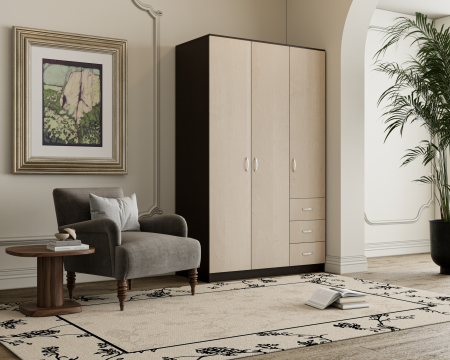 Mobila living - Dulap Ionut,120x50x200 cm, Wenge+Mesteacan