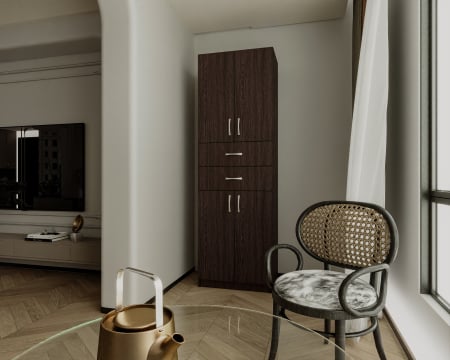 Dulap wenge pentru dormitor KSC-11 Ro, 60x37x196 cm cu 2 sertare [2]