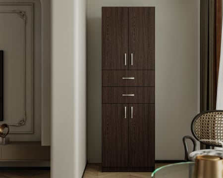 Dulap wenge pentru dormitor KSC-11 Ro, 60x37x196 cm cu 2 sertare [3]